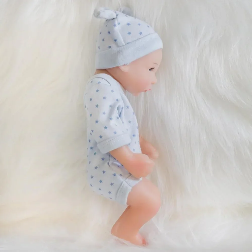 🆕10inch Full Vinyl Body Newborn Baby Doll Poseable Limbs  Blue Star Boy